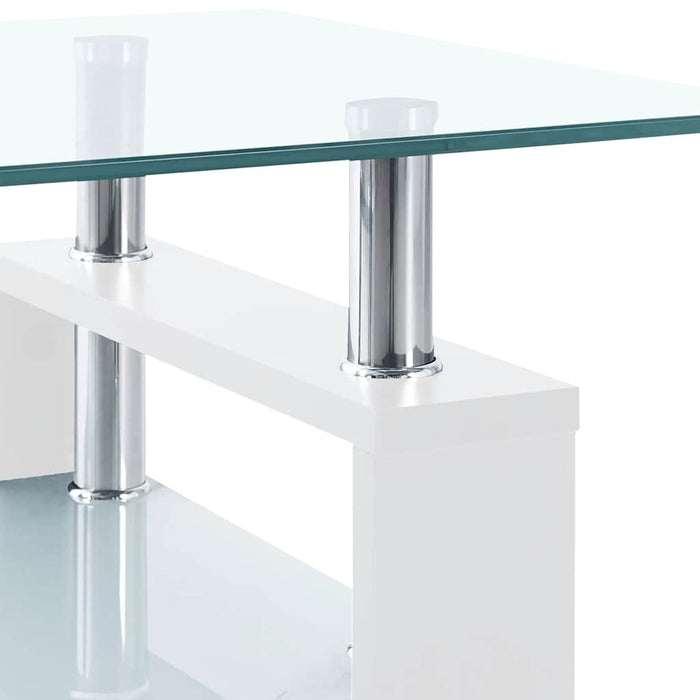 Masă cafea, alb și transparent, 95x55x40 cm, sticlă securizată - WALTI WALTI