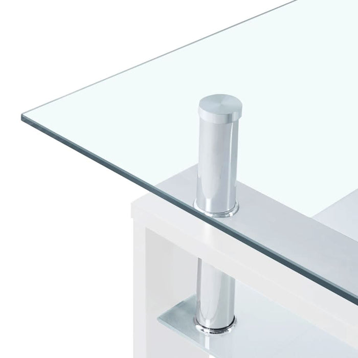 Masă cafea, alb și transparent, 95x55x40 cm, sticlă securizată - WALTI WALTI