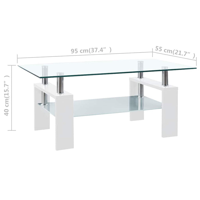 Masă cafea, alb și transparent, 95x55x40 cm, sticlă securizată - WALTI WALTI