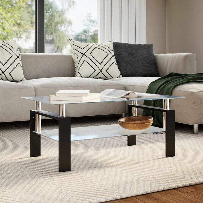 Masă cafea, gri și transparent, 95x55x40 cm, sticlă securizată - WALTI WALTI