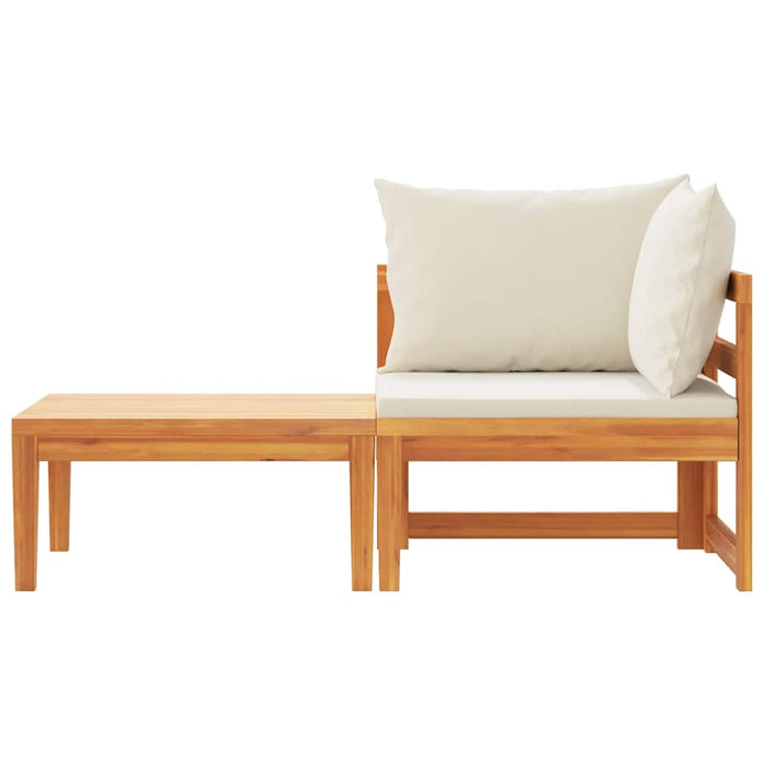 Set mobilier grădină perne alb/crem, 2 piese, lemn masiv acacia - WALTI WALTI