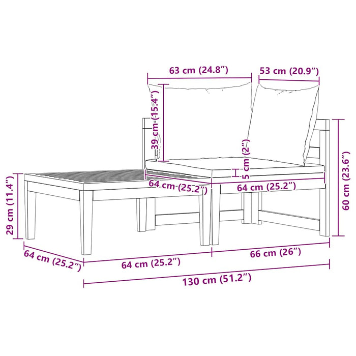 Set mobilier grădină perne alb/crem, 2 piese, lemn masiv acacia - WALTI WALTI