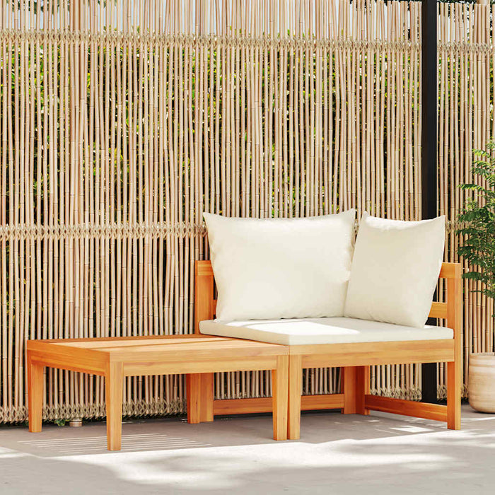 Set mobilier grădină perne alb/crem, 2 piese, lemn masiv acacia - WALTI WALTI