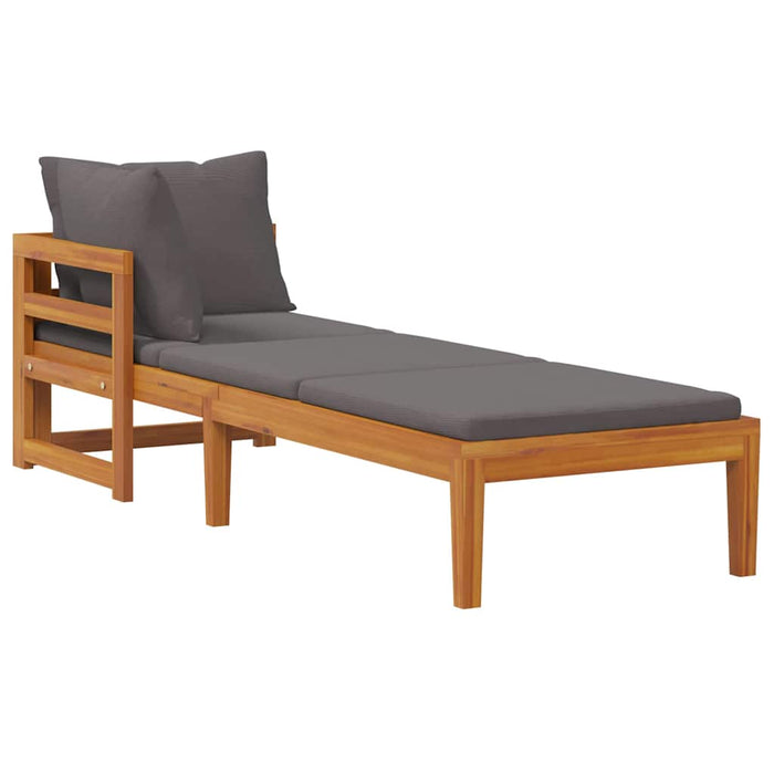 Șezlong cu 1 cotieră, gri închis, lemn masiv de acacia - WALTI WALTI