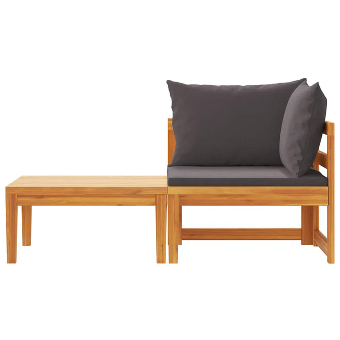 Set mobilier grădină cu perne gri închis, 2 piese, lemn acacia - WALTI WALTI