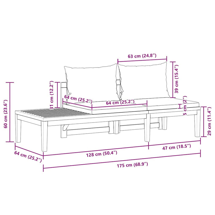 Set mobilier grădină cu perne gri închis, 2 piese, lemn acacia - WALTI WALTI
