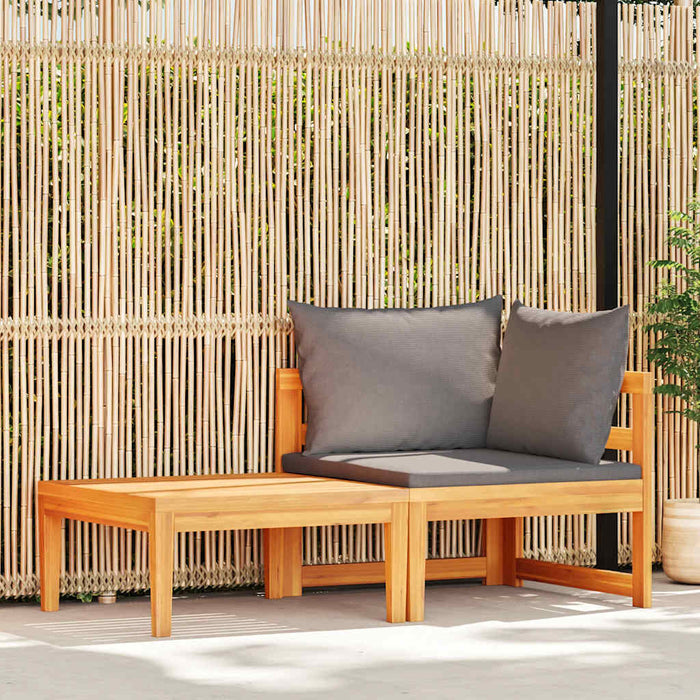 Set mobilier grădină cu perne gri închis, 2 piese, lemn acacia - WALTI WALTI