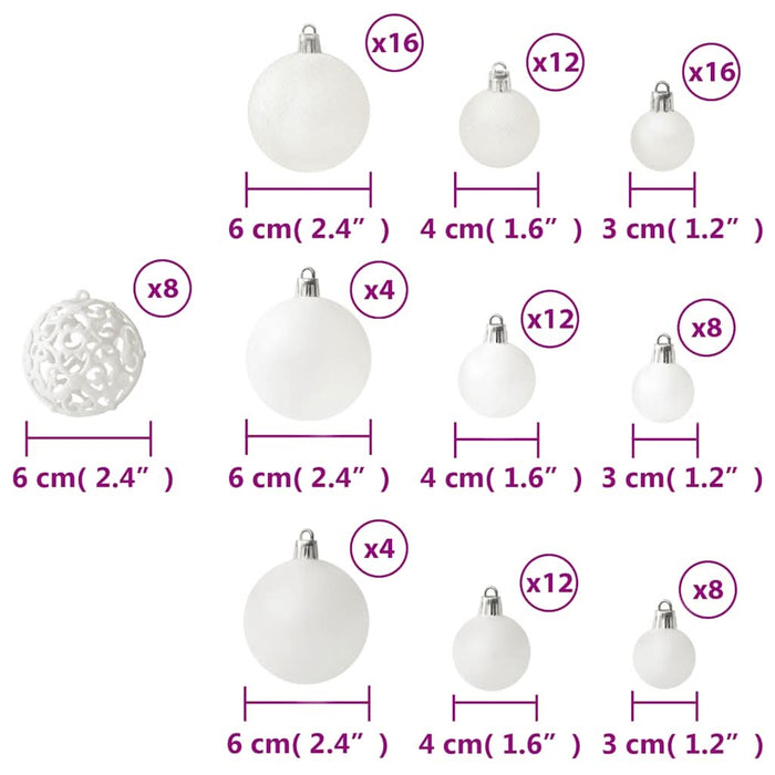 Set globuri de Crăciun, 100 piese, alb - WALTI WALTI