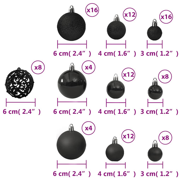 Set globuri de Crăciun, 100 piese, negru - WALTI WALTI