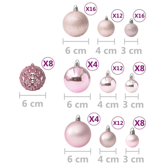 Set globuri de Crăciun, 100 piese, roz - WALTI WALTI