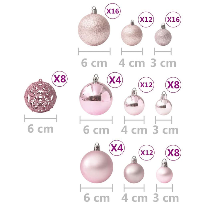 Set globuri de Crăciun, 100 piese, roz - WALTI WALTI