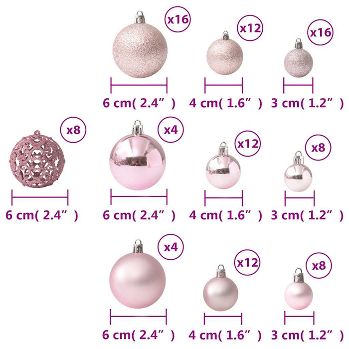 Set globuri de Crăciun, 100 piese, roz - WALTI WALTI