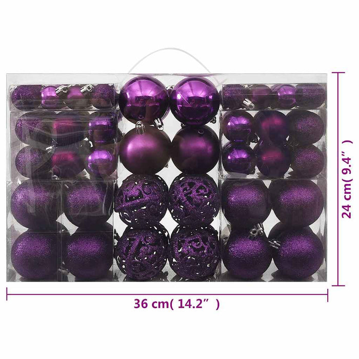 Set globuri de Crăciun, 100 piese, violet WALTI