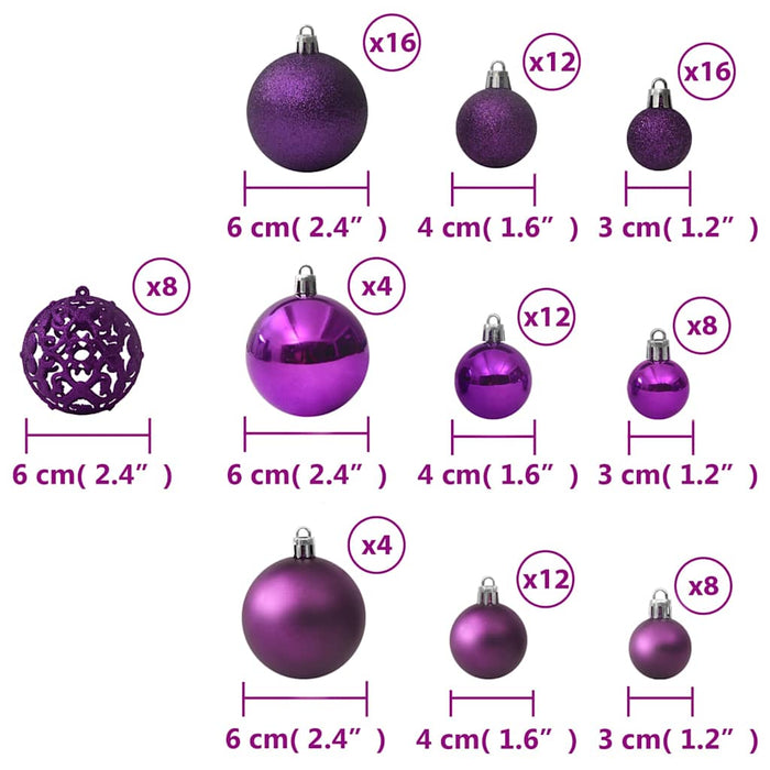 Set globuri de Crăciun, 100 piese, violet WALTI