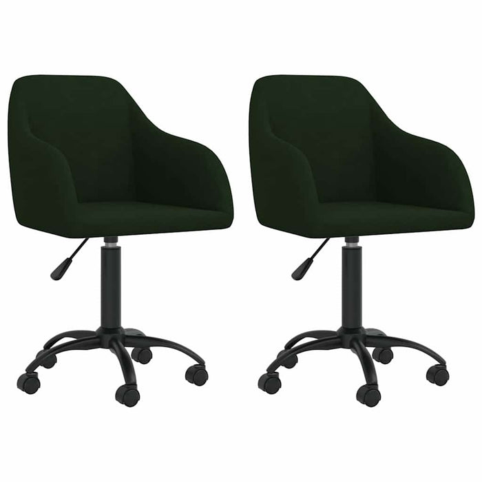 Scaune de bucătărie pivotante, 2 buc., verde închis, catifea WALTI