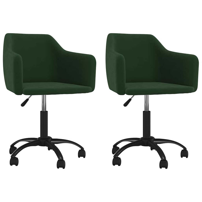 Scaune de bucătărie pivotante, 2 buc., verde închis, catifea WALTI