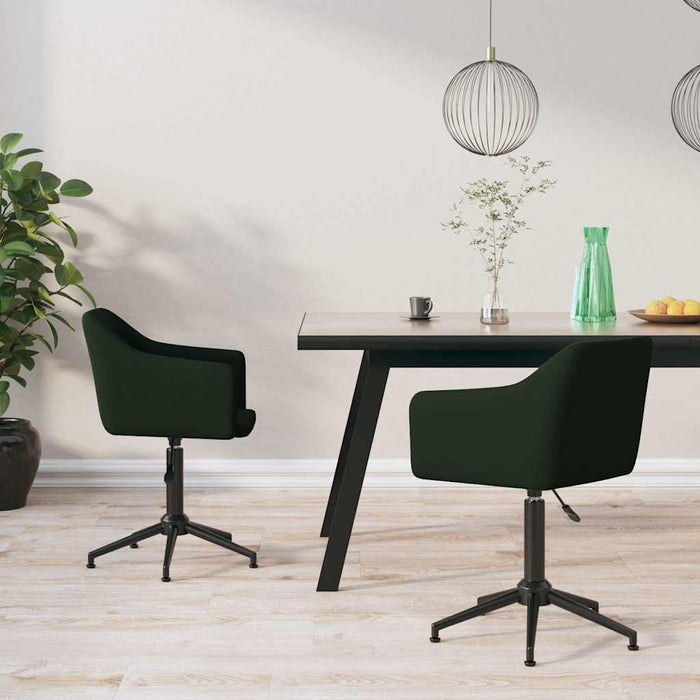 Scaune de bucătărie pivotante, 2 buc., verde închis, catifea WALTI