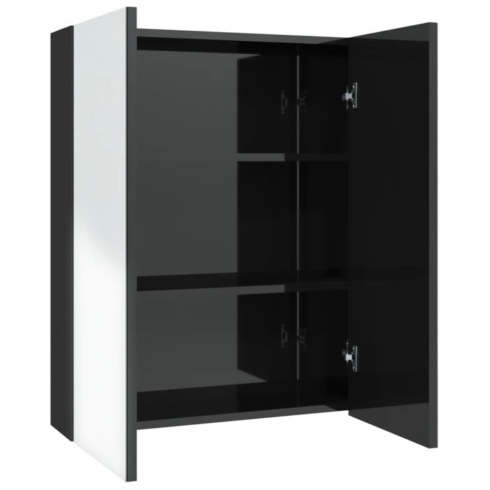 Dulap de baie cu oglindă, negru strălucitor, 60x15x75 cm, MDF - WALTI WALTI