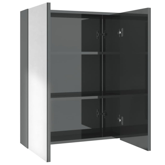 Dulap de baie cu oglindă, gri strălucitor, 60x15x75 cm, MDF - WALTI WALTI