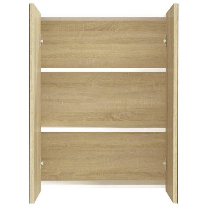 Dulap de baie cu oglindă, alb și stejar, 60x15x75 cm, MDF - WALTI WALTI