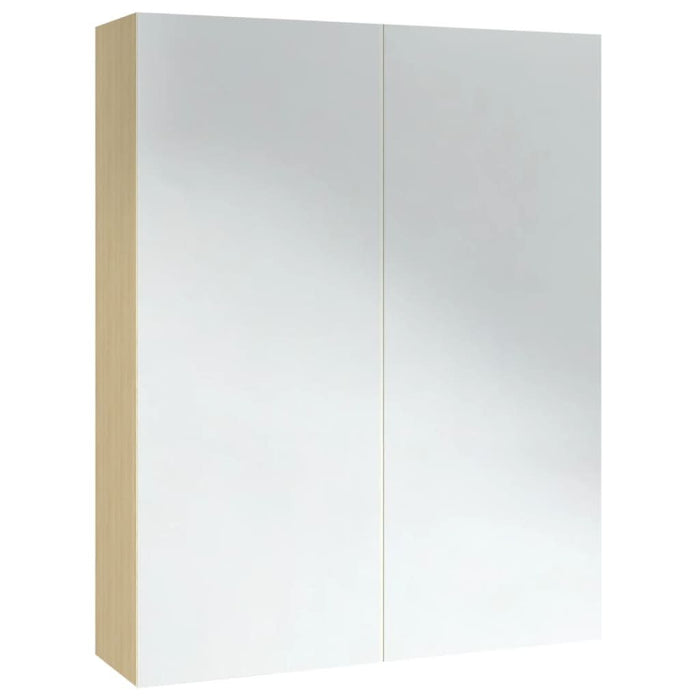 Dulap de baie cu oglindă, alb și stejar, 60x15x75 cm, MDF - WALTI WALTI