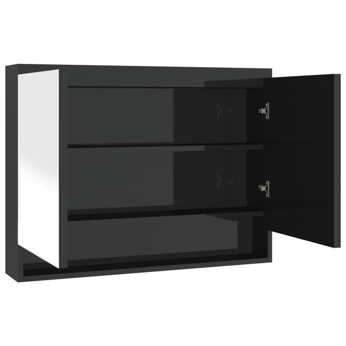 Dulap de baie cu oglindă, negru strălucitor, 80x15x60 cm, MDF - WALTI WALTI