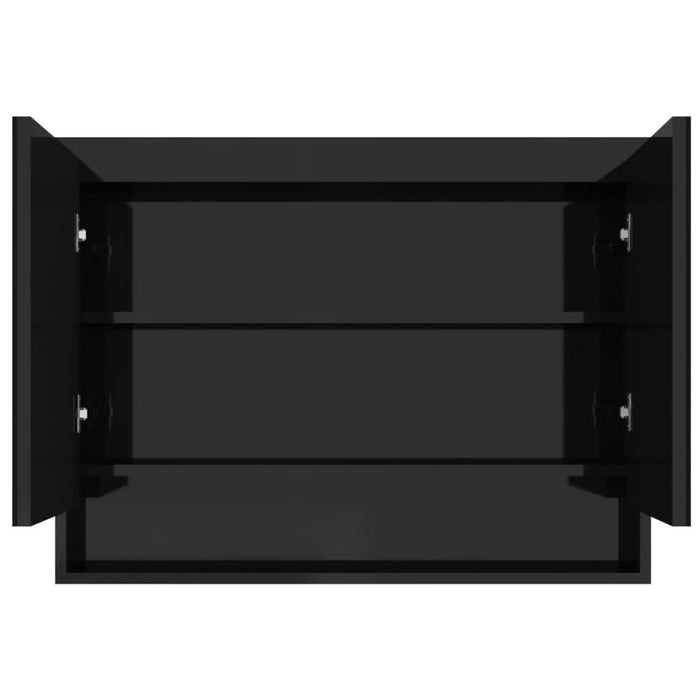 Dulap de baie cu oglindă, negru strălucitor, 80x15x60 cm, MDF - WALTI WALTI