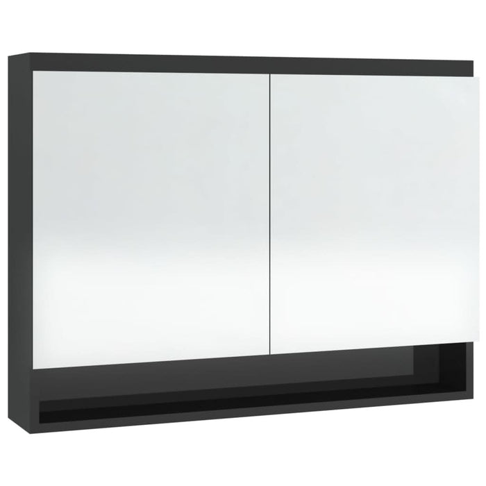 Dulap de baie cu oglindă, negru strălucitor, 80x15x60 cm, MDF - WALTI WALTI