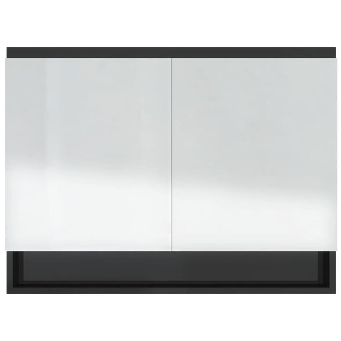 Dulap de baie cu oglindă, negru strălucitor, 80x15x60 cm, MDF - WALTI WALTI