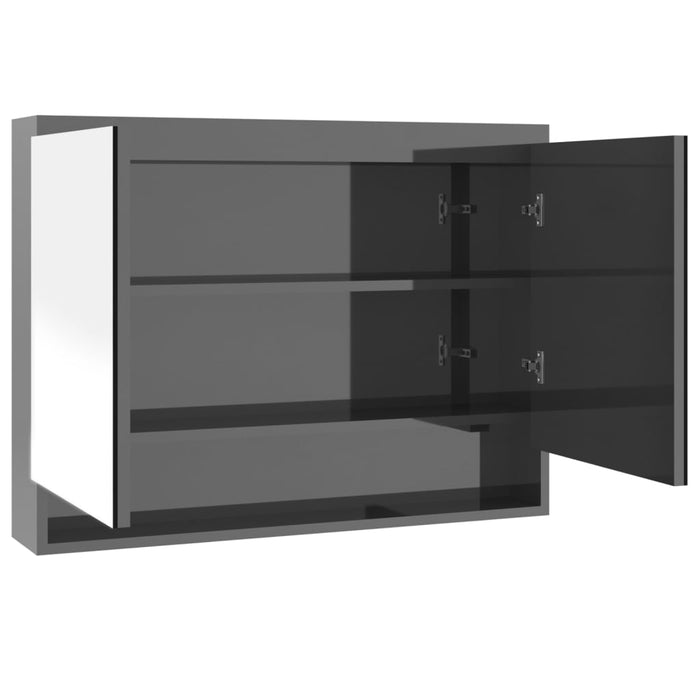 Dulap de baie cu oglindă, gri strălucitor, 80x15x60 cm, MDF WALTI