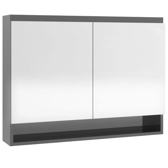 Dulap de baie cu oglindă, gri strălucitor, 80x15x60 cm, MDF WALTI