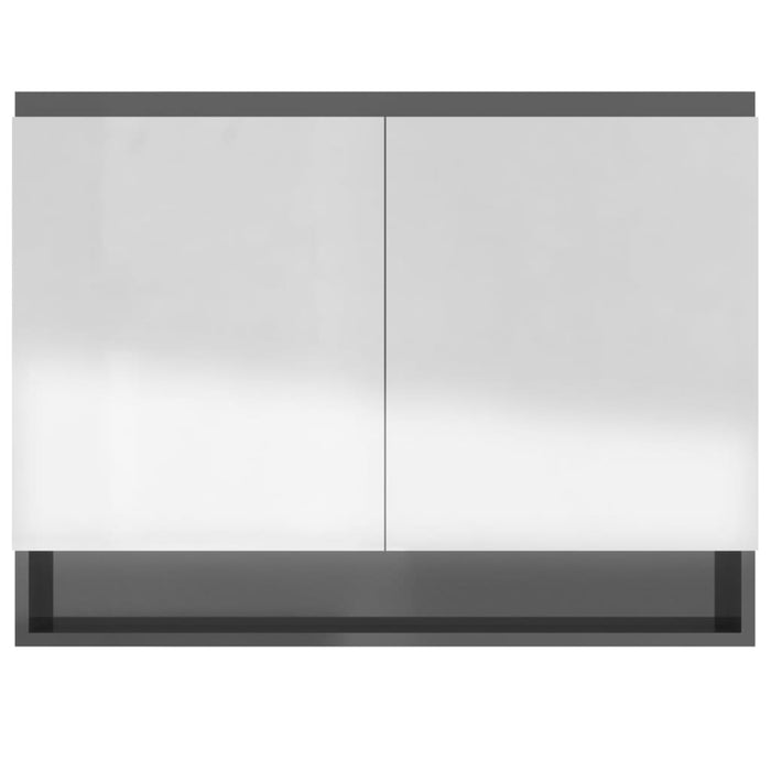 Dulap de baie cu oglindă, gri strălucitor, 80x15x60 cm, MDF WALTI