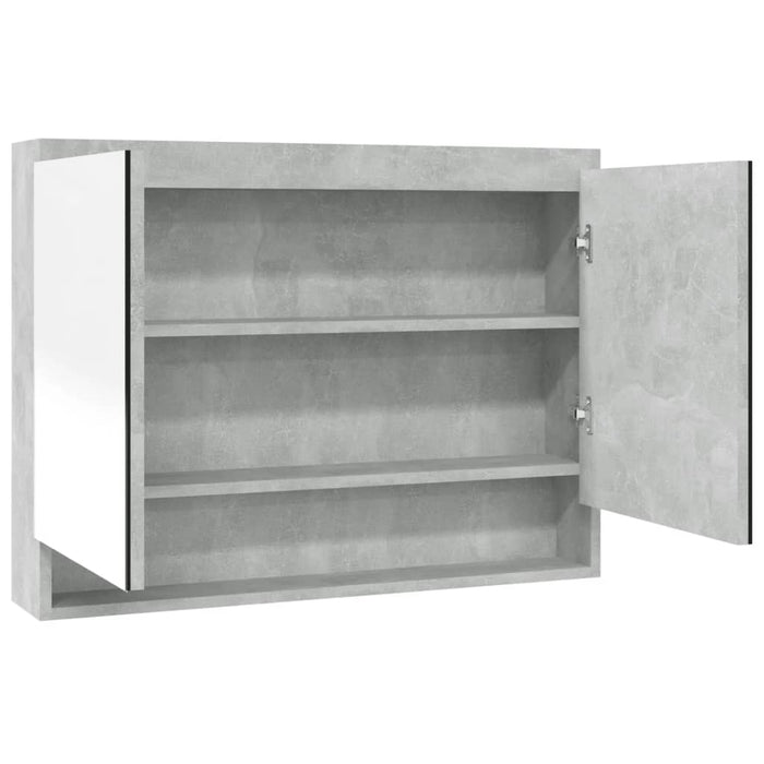 Dulap de baie cu oglindă, gri beton, 80x15x60 cm, MDF - WALTI WALTI