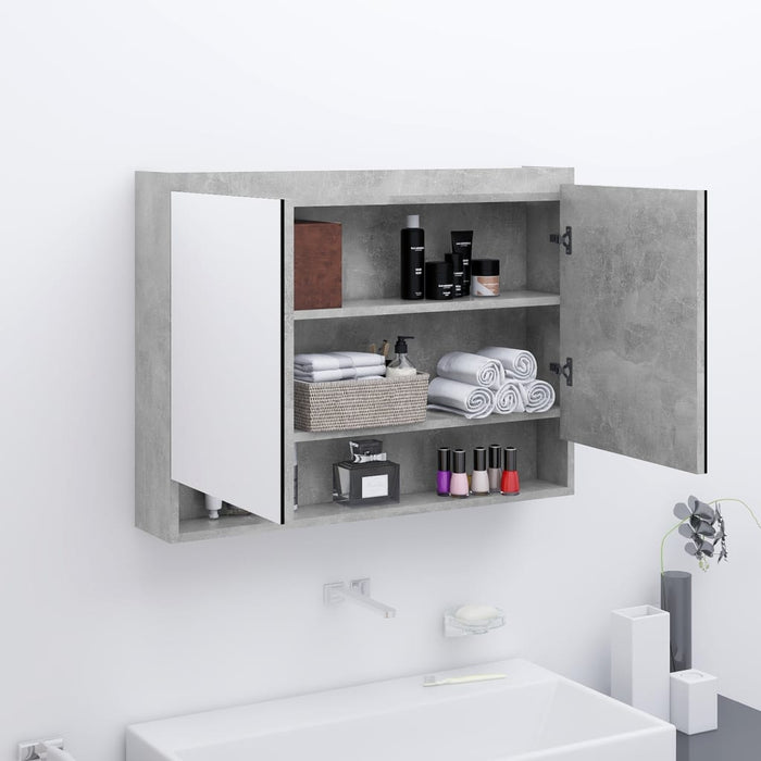 Dulap de baie cu oglindă, gri beton, 80x15x60 cm, MDF - WALTI WALTI