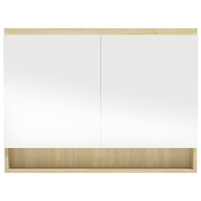 Dulap de baie cu oglindă, alb și stejar, 80x15x60 cm, MDF - WALTI WALTI