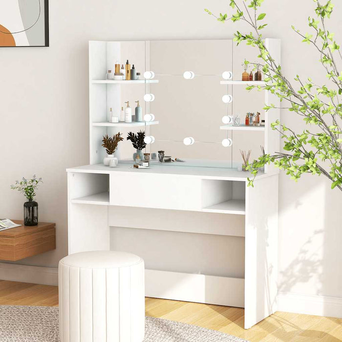 Masă de machiaj cu lumini LED, alb, 100x40x135 cm, MDF - WALTI WALTI