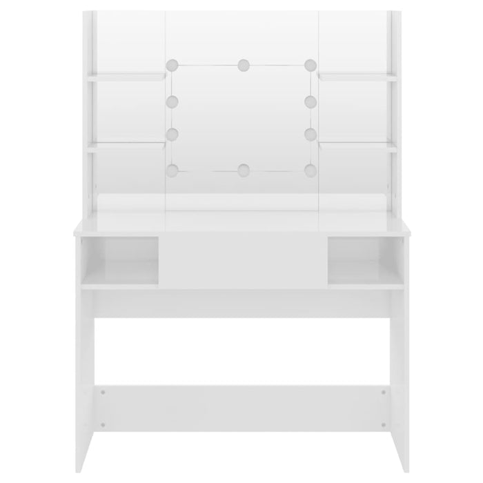 Masă de machiaj cu lumini LED, alb lucios, 100x40x135 cm, MDF - WALTI WALTI