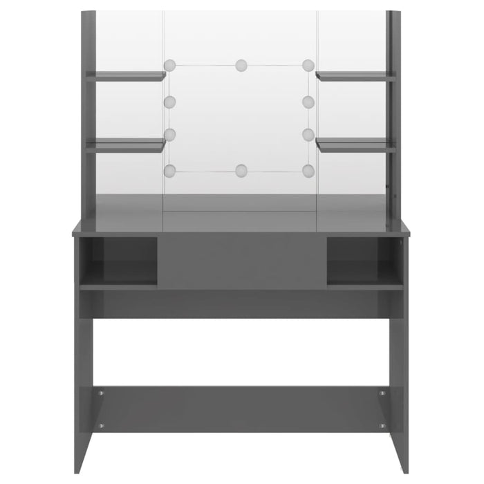 Masă de machiaj cu lumini LED, gri lucios, 100x40x135 cm, MDF - WALTI WALTI