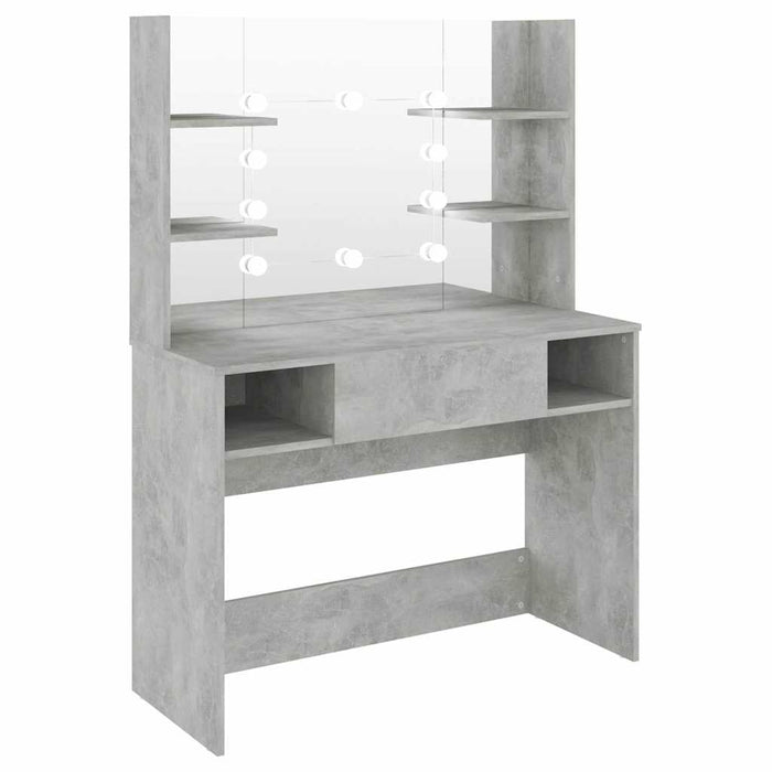 Masă machiaj cu lumini LED, gri beton, 100x40x135 cm , MDF - WALTI WALTI