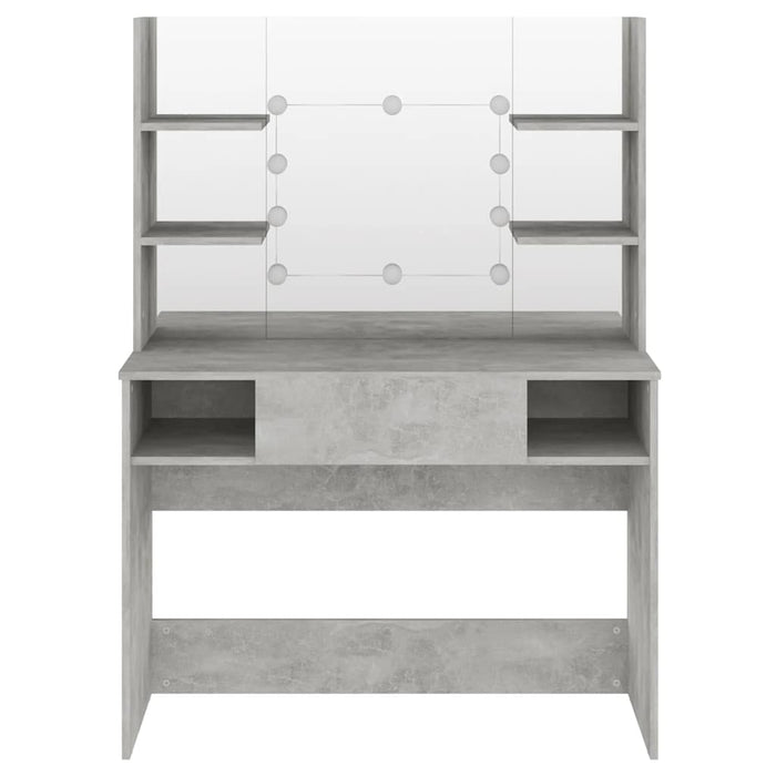 Masă machiaj cu lumini LED, gri beton, 100x40x135 cm , MDF - WALTI WALTI