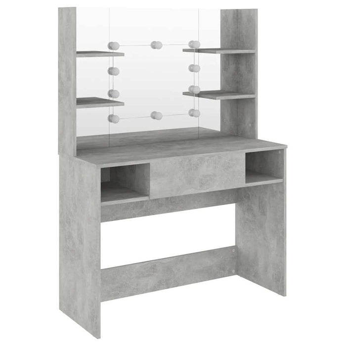 Masă machiaj cu lumini LED, gri beton, 100x40x135 cm , MDF - WALTI WALTI