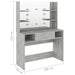 Masă machiaj cu lumini LED, gri beton, 100x40x135 cm , MDF - WALTI WALTI