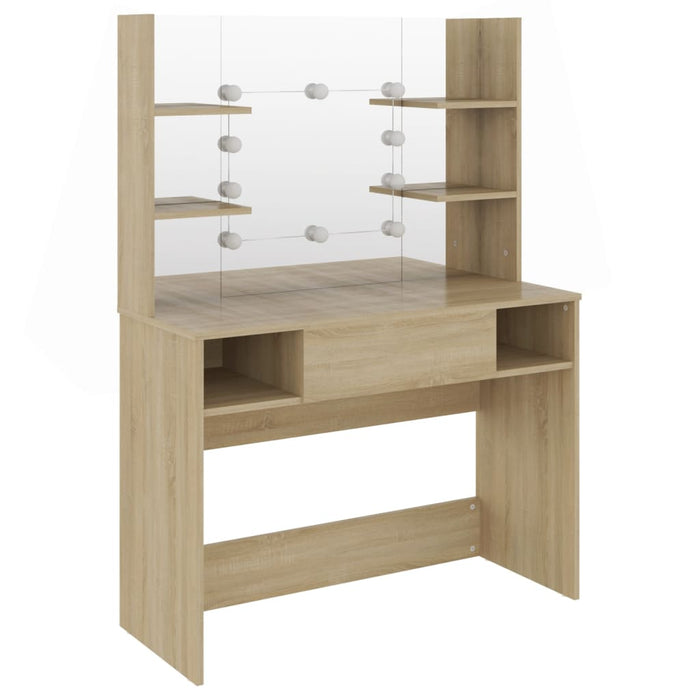 Masă machiaj cu lumini LED, stejar, 100x40x135 cm , MDF - WALTI WALTI