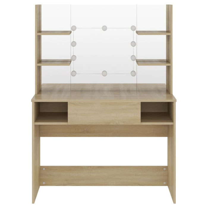 Masă machiaj cu lumini LED, stejar, 100x40x135 cm , MDF - WALTI WALTI