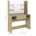 Masă machiaj cu lumini LED, stejar, 100x40x135 cm , MDF - WALTI WALTI