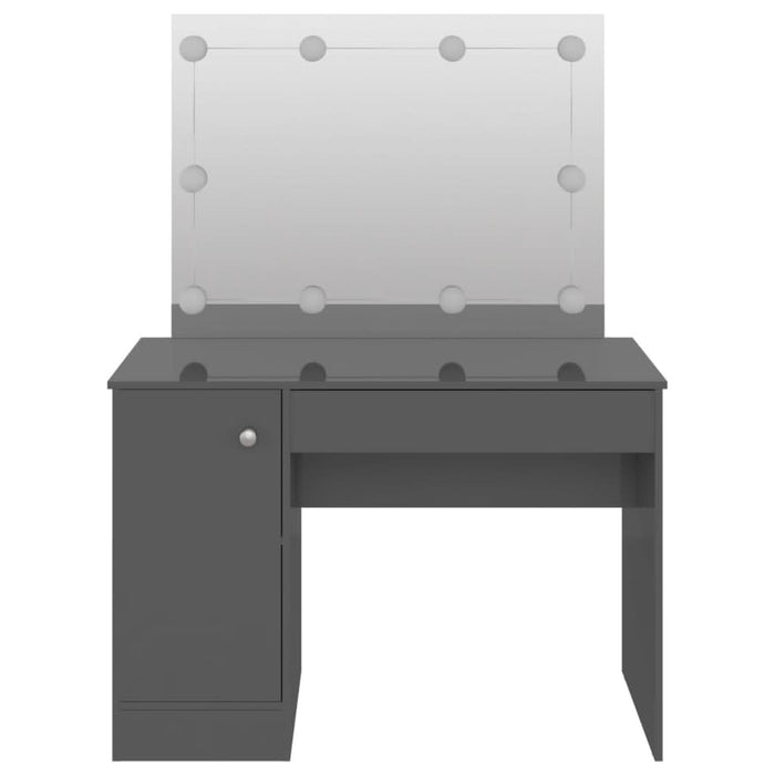 Masă de machiaj cu lumini LED gri strălucitor 110x55x145 cm MDF - WALTI WALTI