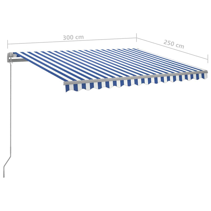 Copertină retractabilă manual cu LED albastru și alb 300x250 cm WALTI