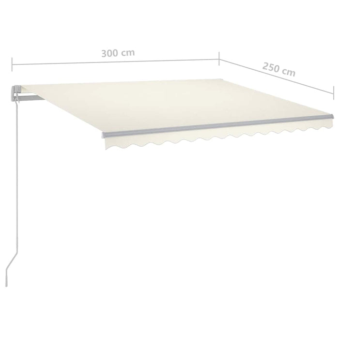 Copertină retractabilă manual cu LED, crem, 300x250 cm WALTI