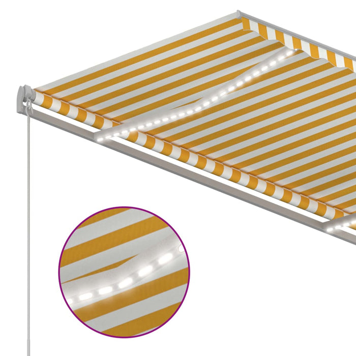 Copertină retractabilă manual cu LED, galben și alb, 300x250 cm WALTI