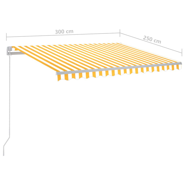 Copertină retractabilă manual cu LED, galben și alb, 300x250 cm WALTI